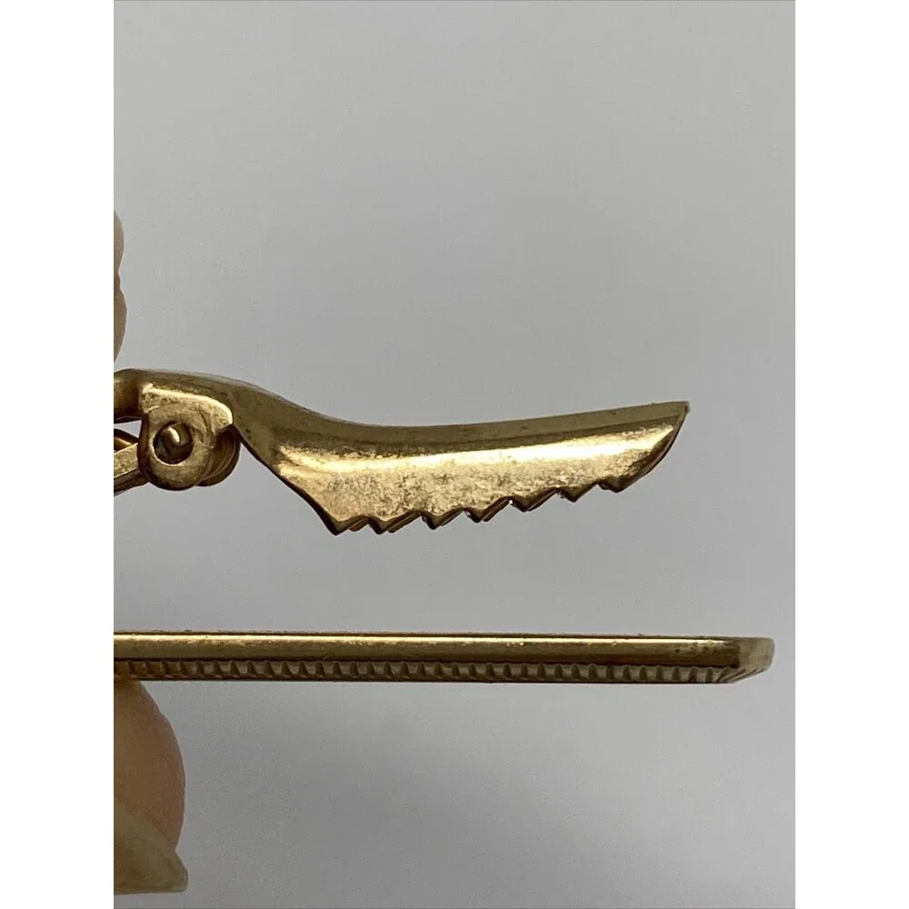 Anson Tie Clip Gold Tone Textured Edge Design Vintage